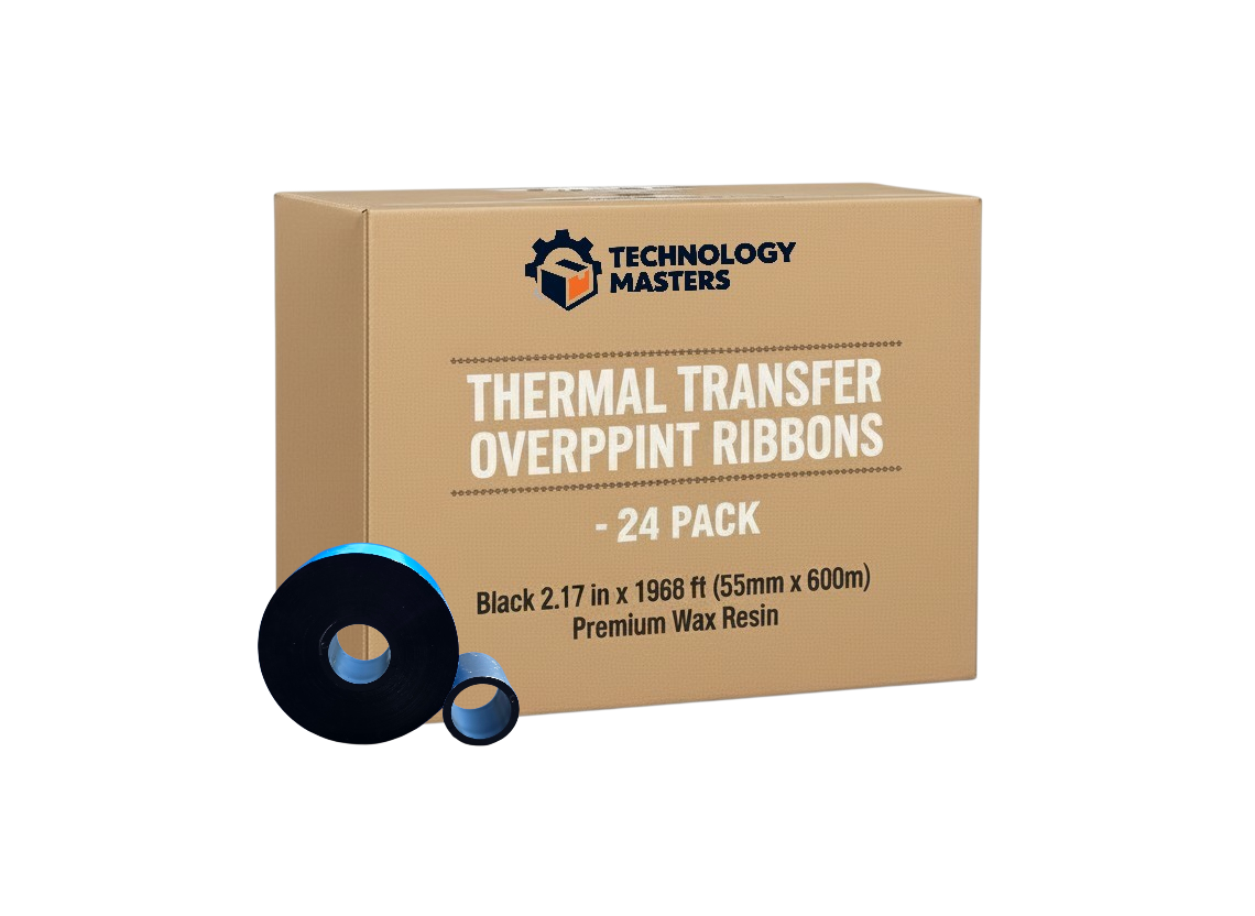 Ribbons Rolls – 2.16" X 1968' (55mmx600m) for Vertical Form Fill Seal Packaging – Resin Enhanced Wax Near Edge TTO Printers – 24 Pack