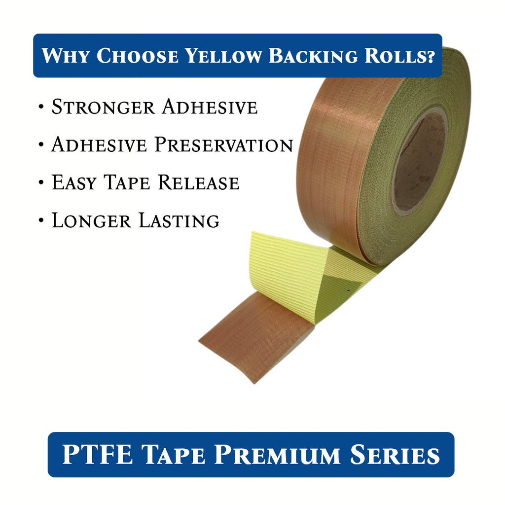 PTFE Tape 5Mil Thickness Fiberglass Pressure Sensitive Yellow Peel Off Liner