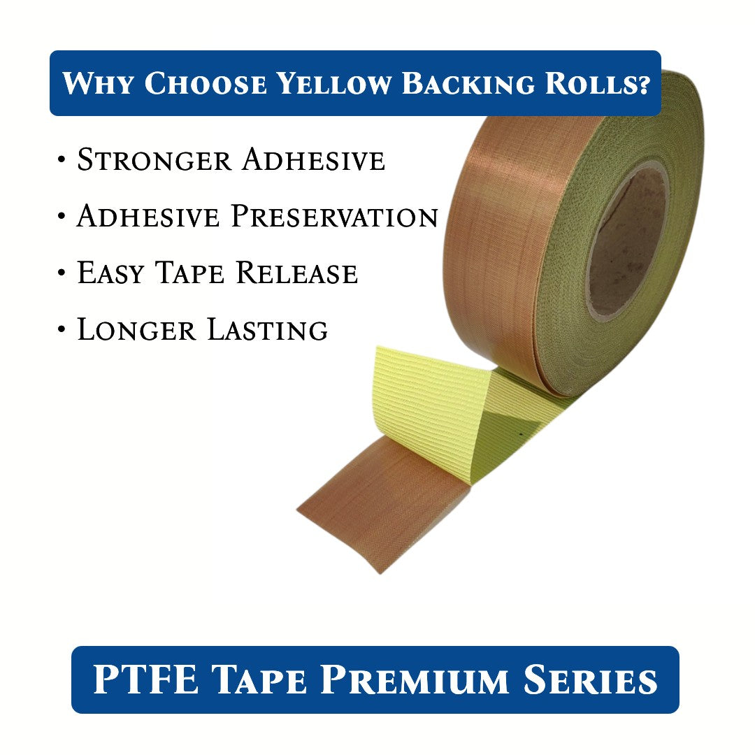 PTFE Tape 5Mil Thickness Fiberglass Pressure Sensitive Yellow Peel Off Liner