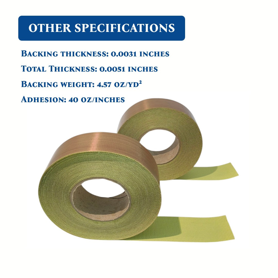 PTFE Tape 5Mil Thickness Fiberglass Pressure Sensitive Yellow Peel Off Liner